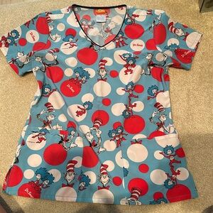 Printed scrub top
